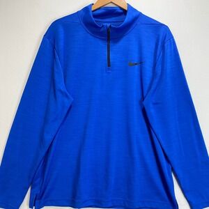 Nike Dri Fit Blue Quarter Zip Pullover Athletic Shirt Men XL